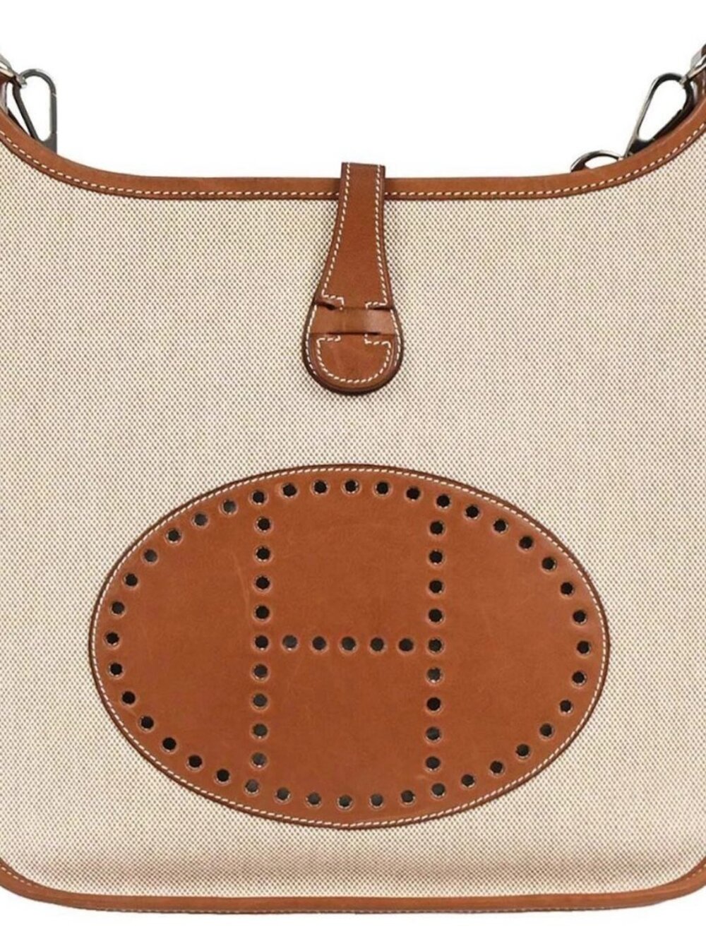 Hermes Natural Toile H Barenia Evelyne 2 PM Shoulder Bag RB□K 168181